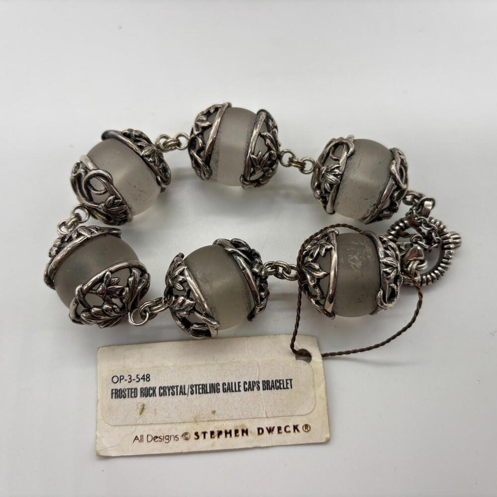 Stephen Dweck Bracelet Large Frosted Rock Crystals Sterling Galle Caps NWT - Picture 4 of 9